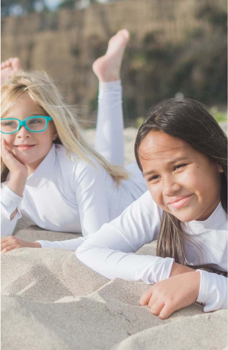 TUTUBLUE Girls' Rash Guard Swim Top - UPF 50+, Alternate, color, Solid Bright White