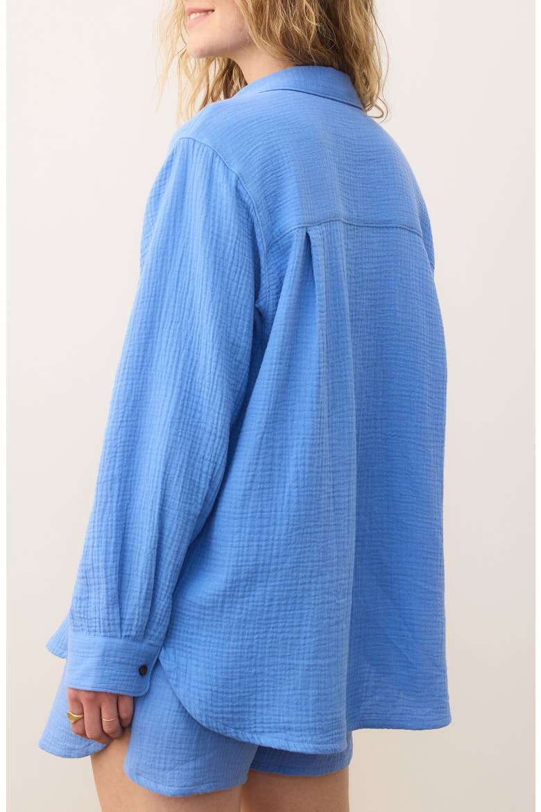 Jane Double Cloth Cotton Gauze Button-Up Shirt, Alternate, color, TIDE