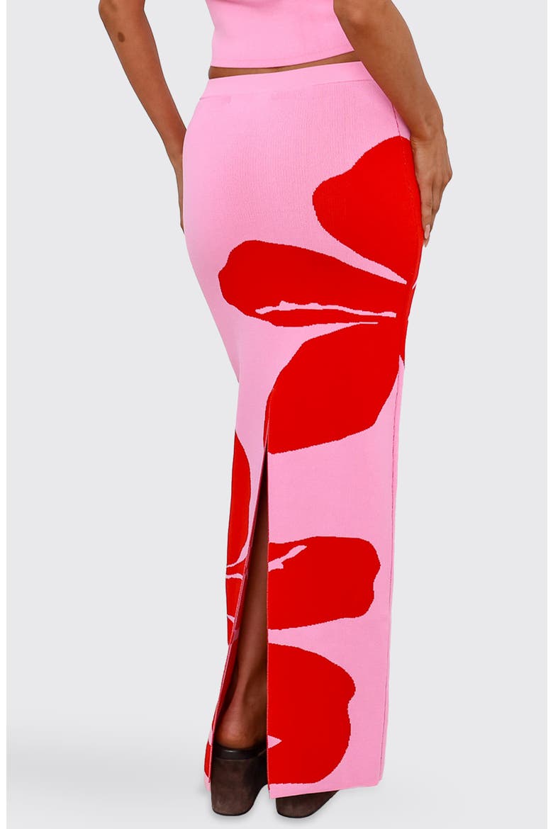 Floral Knit Maxi Skirt, Alternate, color, BERRY BLISS