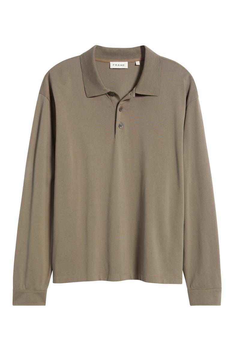 Long Sleeve Piqué Polo, Alternate, color, SMOKY MOCHA