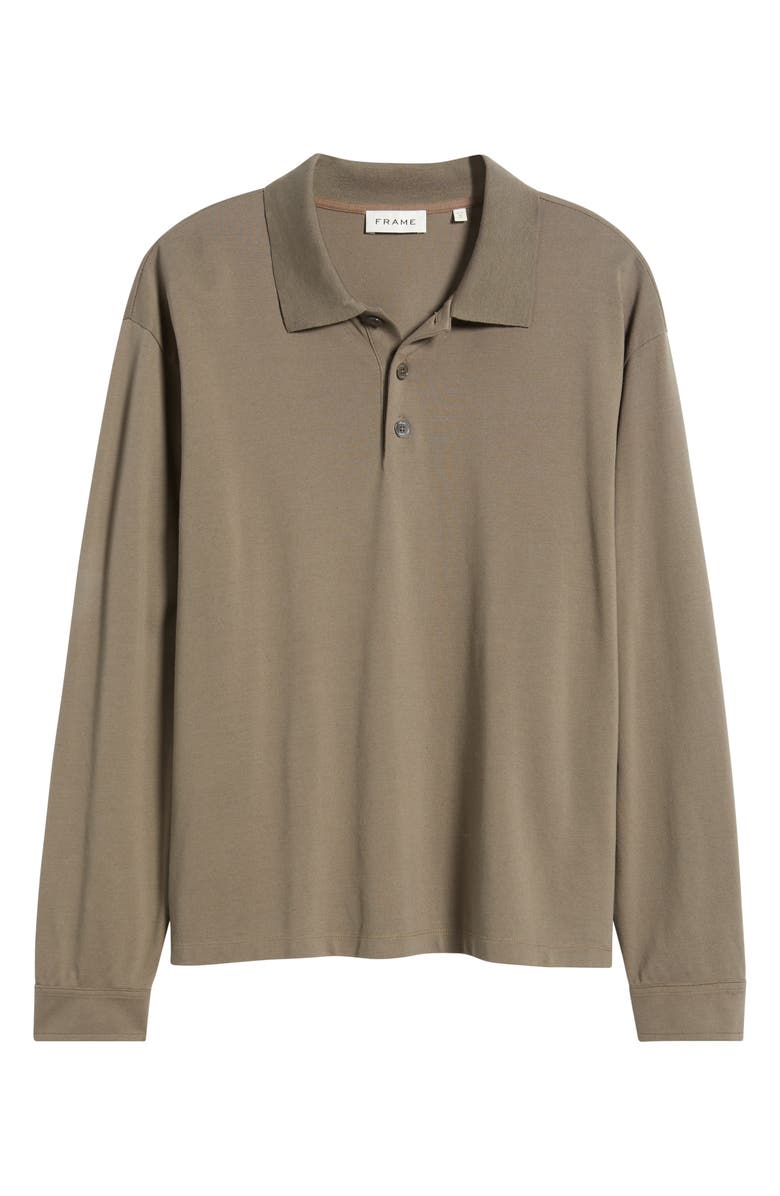 FRAME Long Sleeve Piqué Polo, Alternate, color, Smoky Mocha