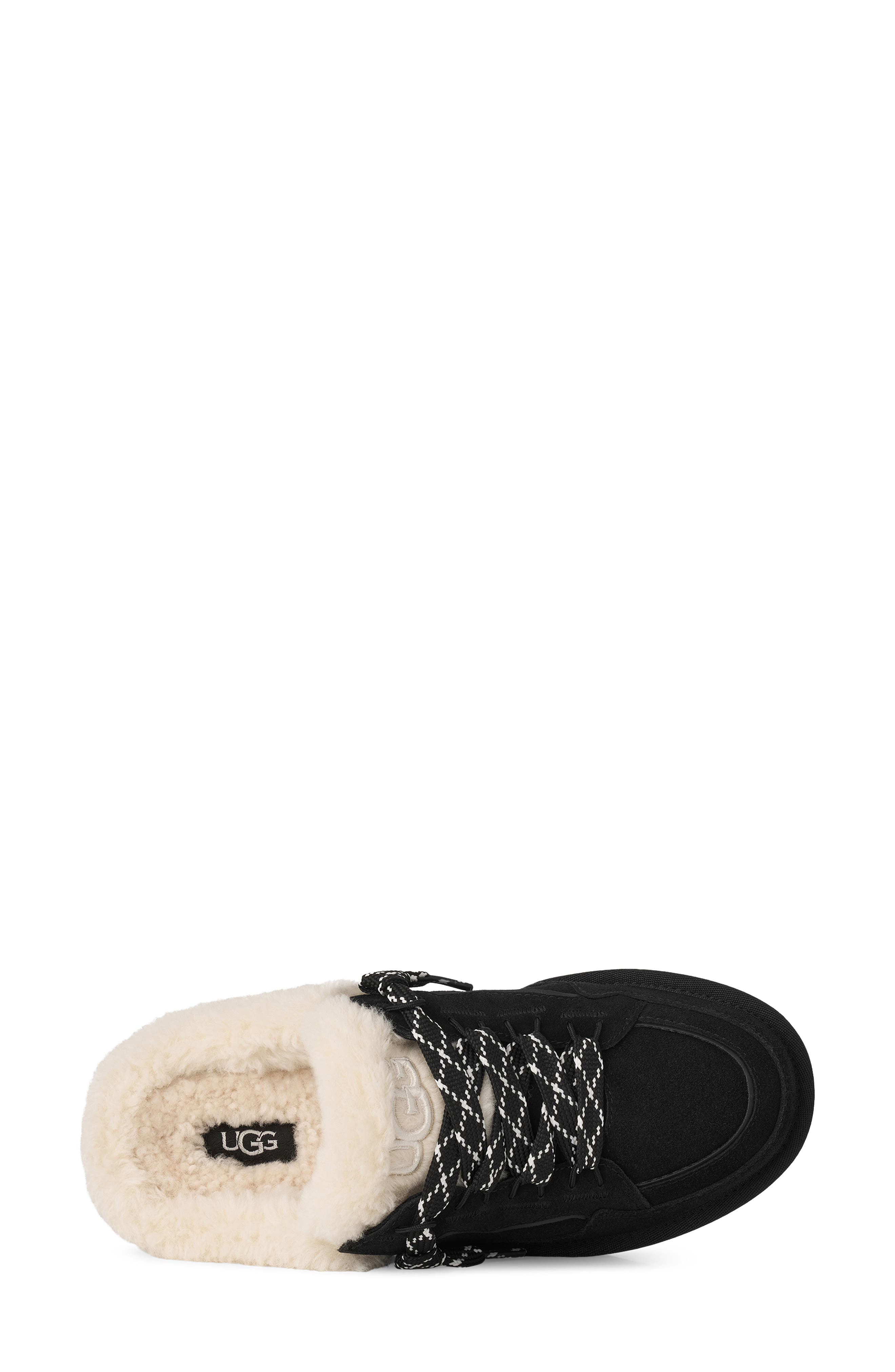 Lowmel Genuine Shearling Lined Lace-Up Mule, Alternate, color, BLACK