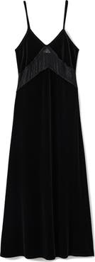 MANGO TEEN Lace Trim Velvet Maxi Dress