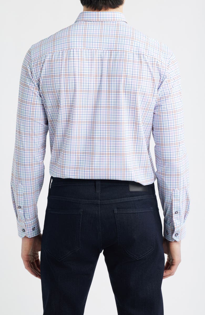 Johnston & Murphy XC Motion Performance Knit Button-Up Shirt, Alternate, color, Multi Plaid
