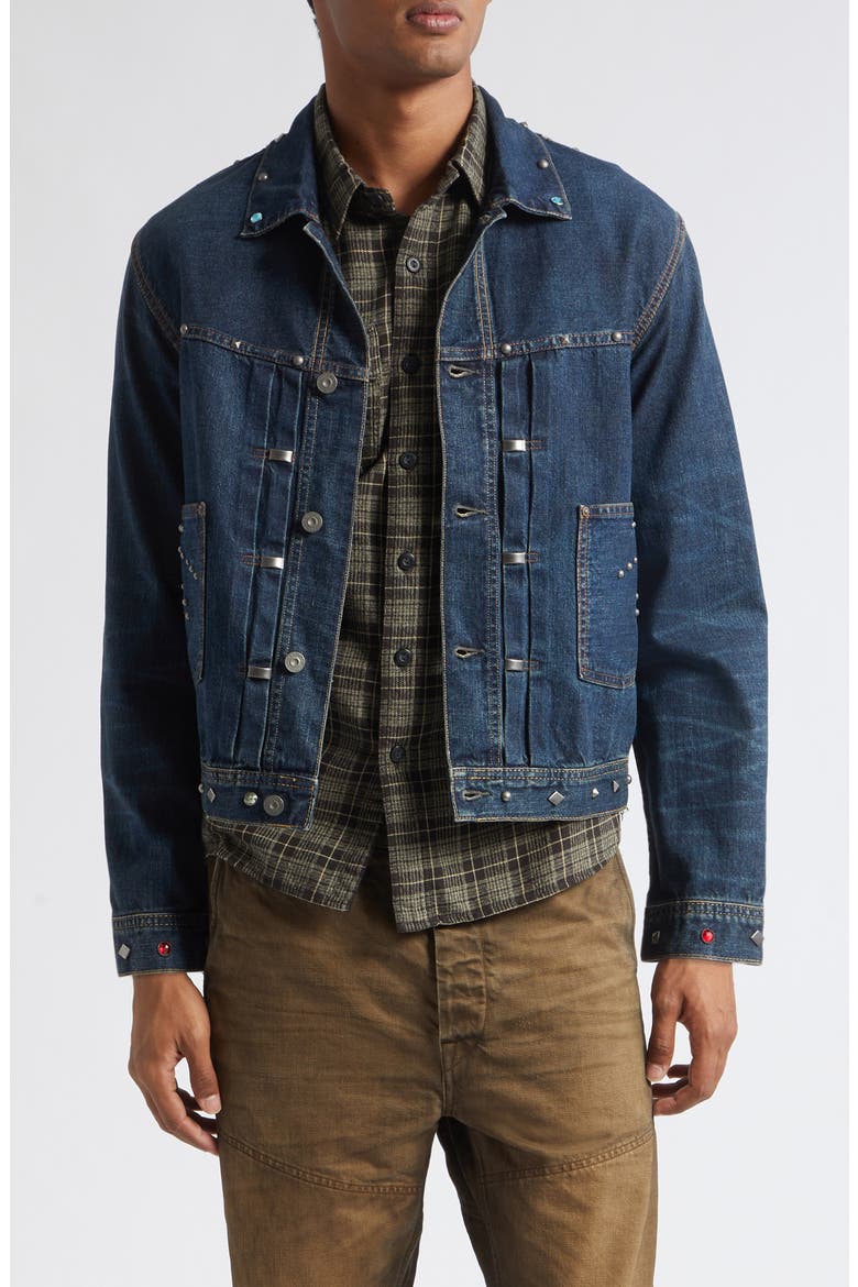 Studded Denim Jacket, Main, color, RIDGEWOOD WASH