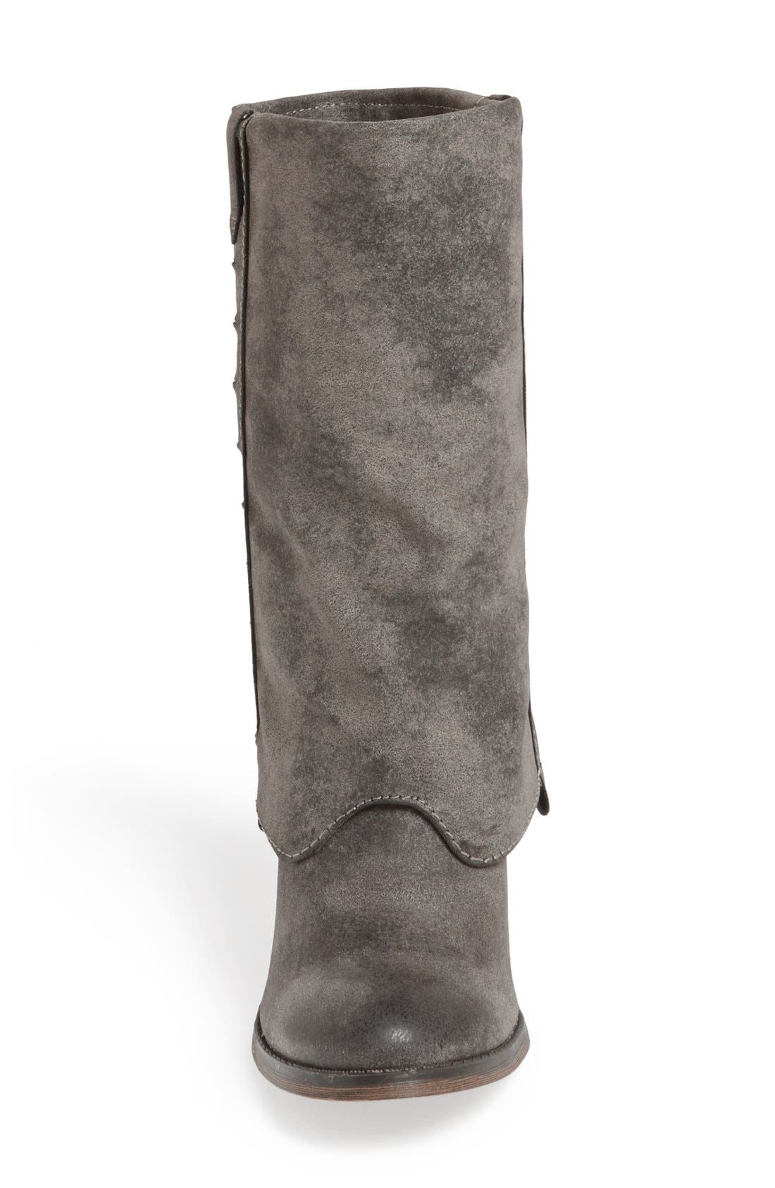 'Jeri' Cuffed Western Boot, Alternate, color, BLACK