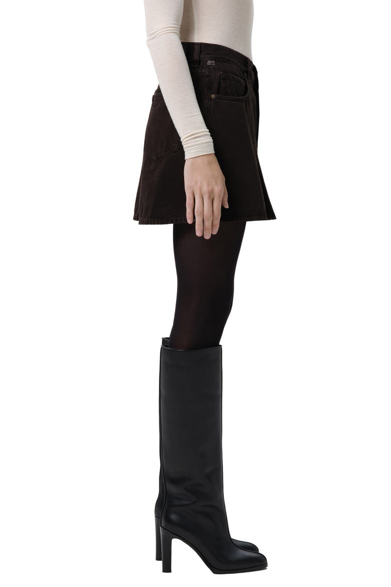 Trapeze Cotton Miniskirt, Alternate, color, CAROB DK BROWN