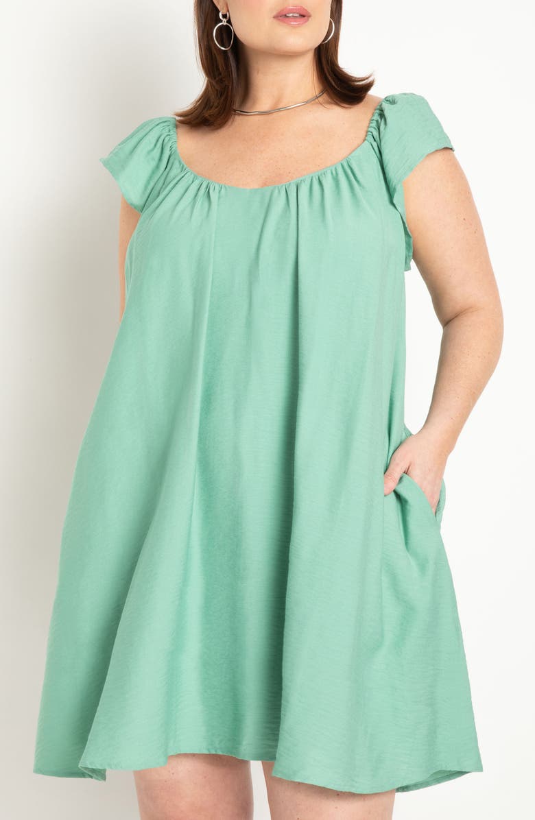 ELOQUII Flutter Sleeve Shift Dress, Alternate, color, 