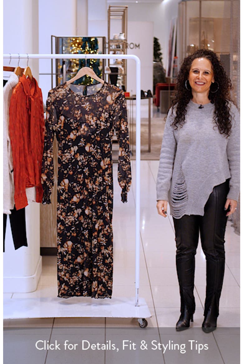 Moonlit Meadow Floral Print Long Sleeve Midi Dress video
