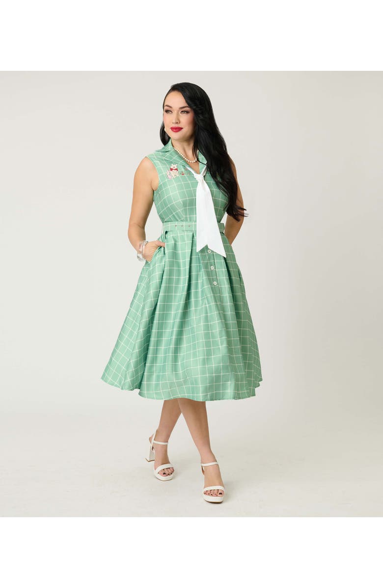 Unique Vintage 1950s Edith Swing Dress, Main, color, Mint Plaid