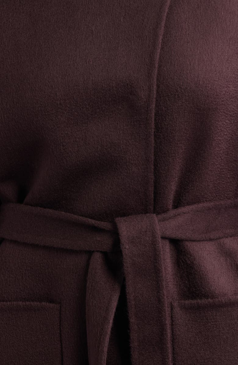 Eileen Fisher Belted Stand Collar Wool Coat, Alternate, color, Cassis