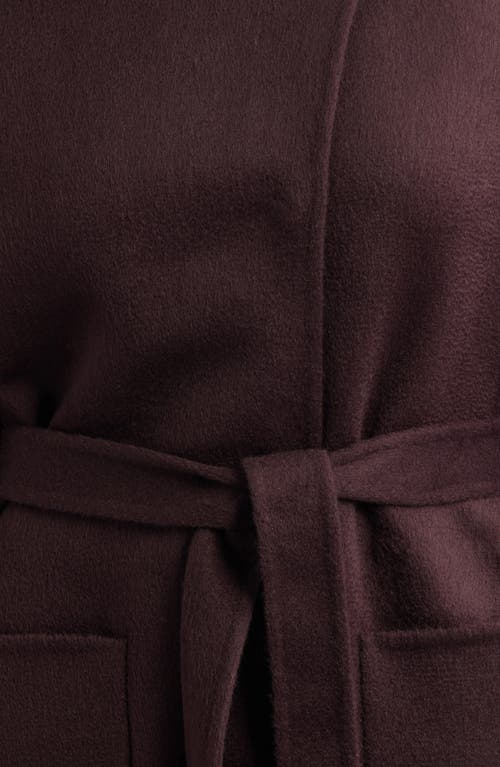Eileen Fisher Belted Stand Collar Wool Coat In Brown
