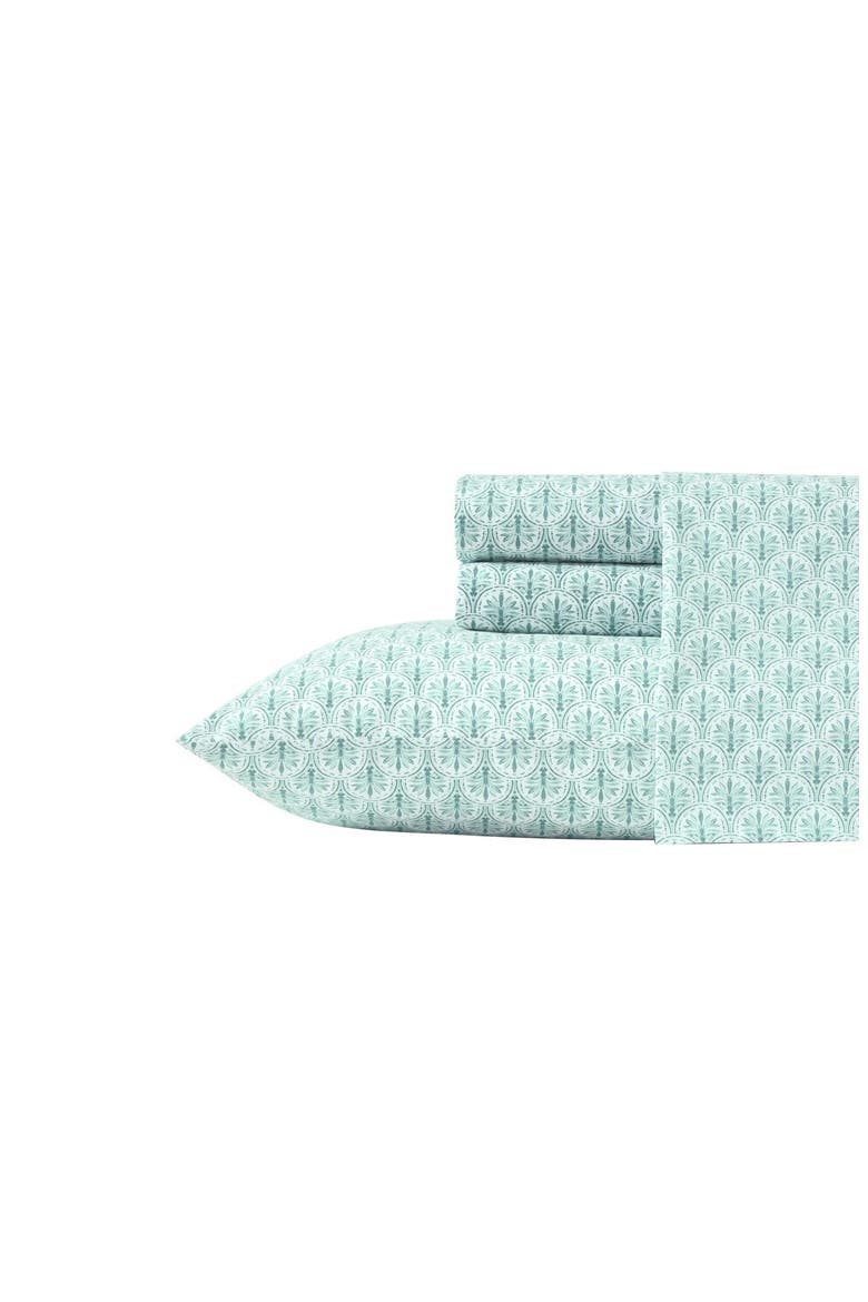 Coastal Batik Percale Cotton Sheet Set, Main, color, SPRING GREEN
