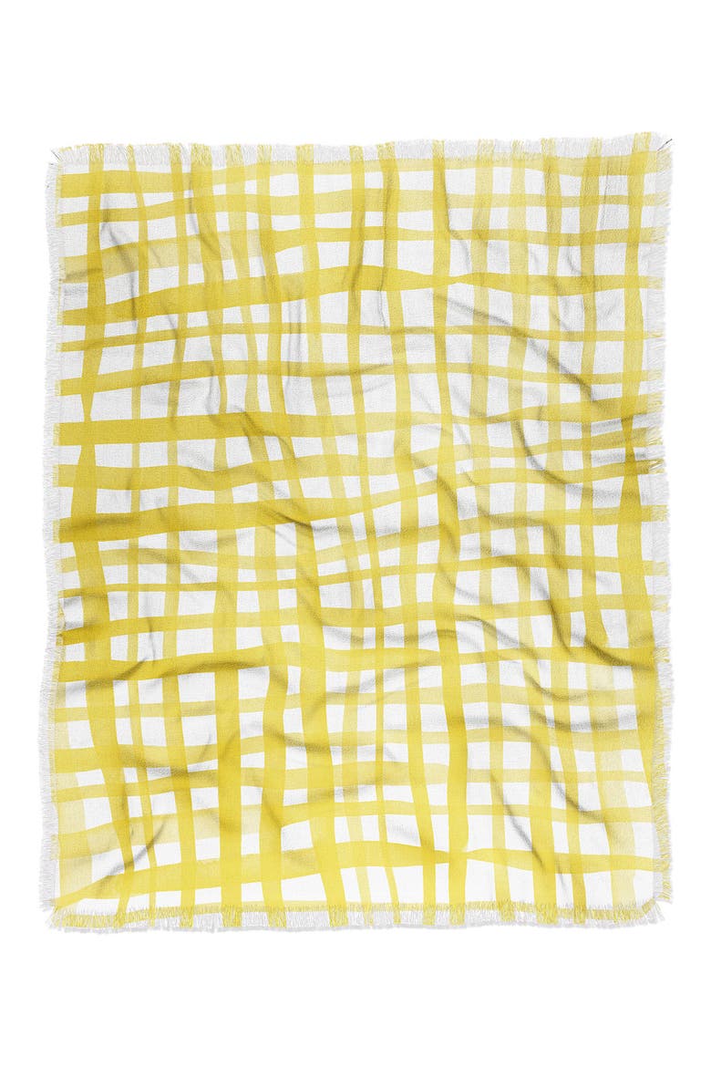 Angela Minca Yellow Gingham Throw Blanket, Main, color, MULTI