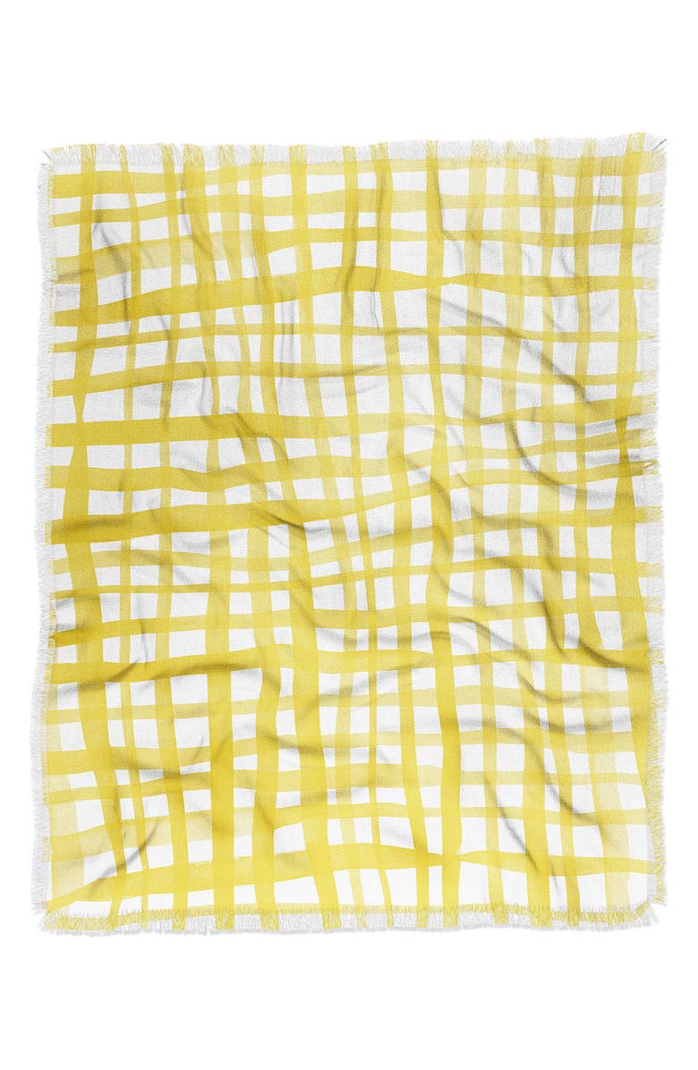 Deny Designs Angela Minca Yellow Gingham Throw Blanket, Main, color,
