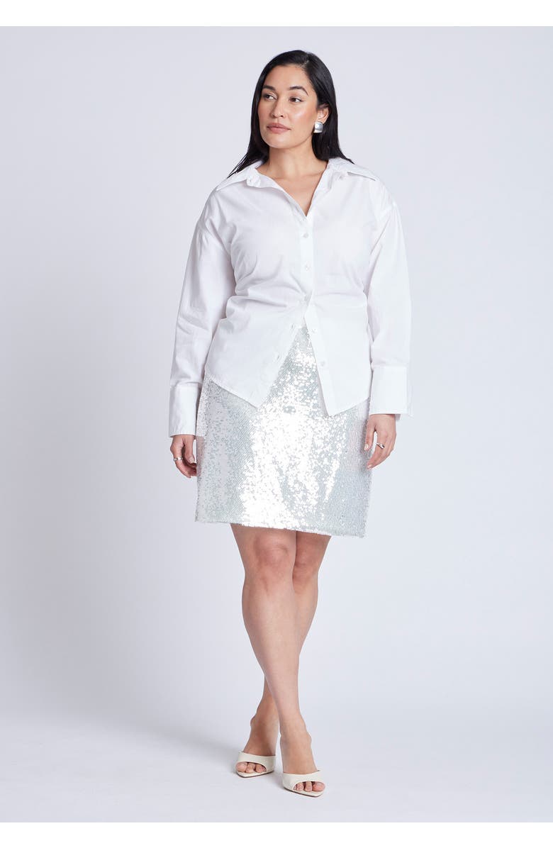 ELOQUII Sequin Mini Skirt, Alternate, color, Platinum
