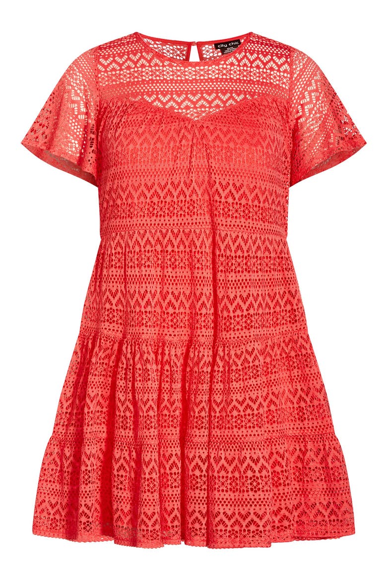 Serenity Lace Fit & Flare Minidress, Alternate, color, ORANGE
