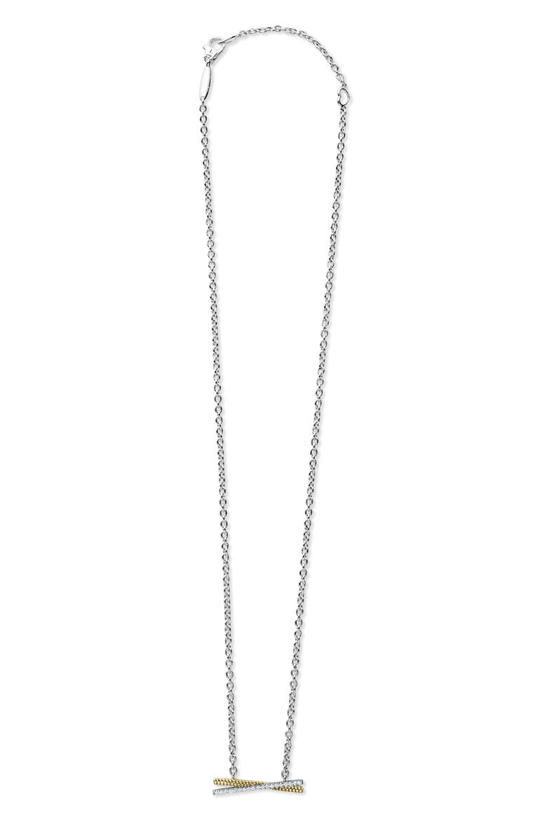 Caviar Lux Two-Tone X Diamond Pendant Necklace, Main, color, GOLD