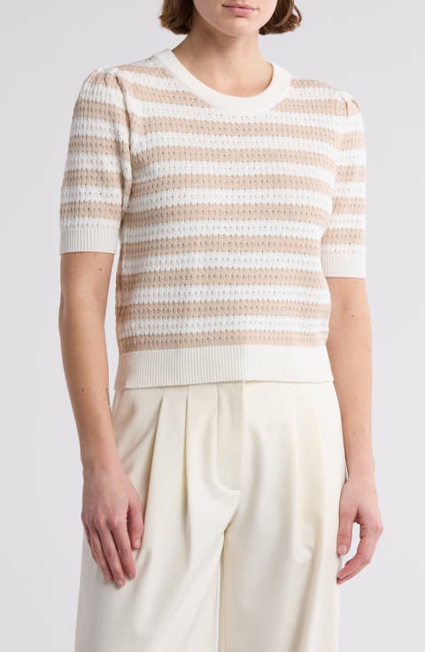 Stripe Pointelle Sweater