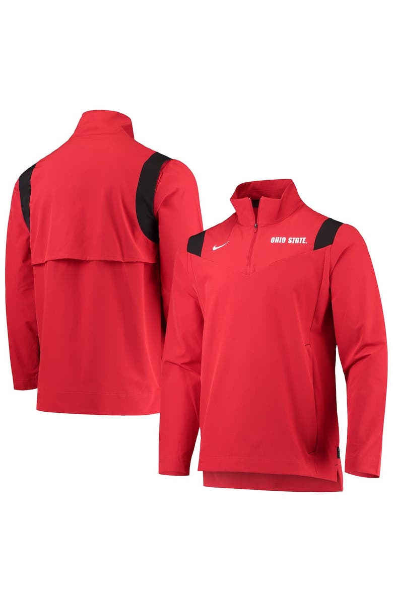 Nike Men's Nike Scarlet Ohio State Buckeyes 2021 Team Coach Quarter-Zip Jacket, Main, color, 