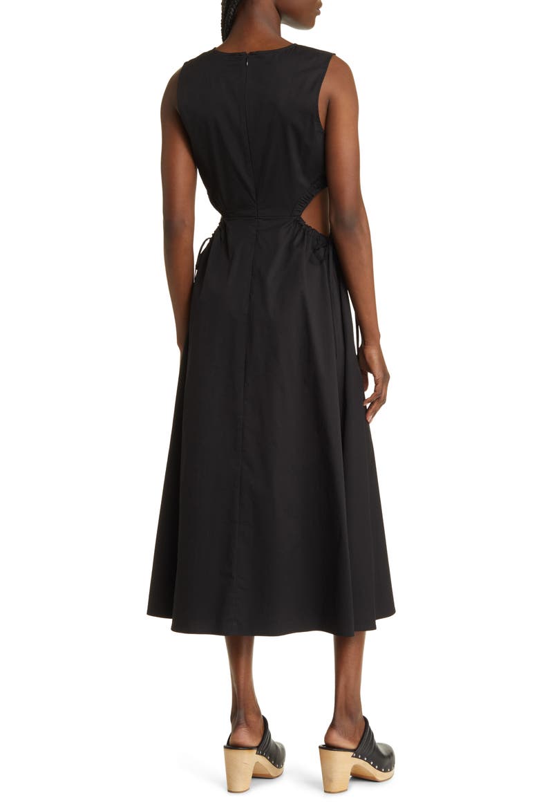 Cutout Cotton Blend Midi Dress, Alternate, color, BLACK