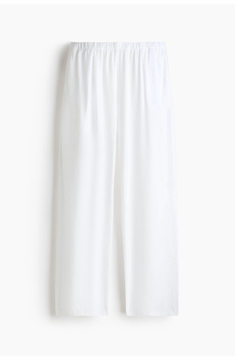 H&M Wide Linen-blend Trousers, Main, color, White