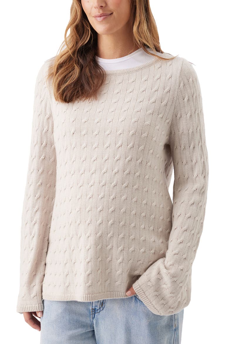 Carla Cable Maternity/Nursing Knit Sweater, Main, color, Fawn