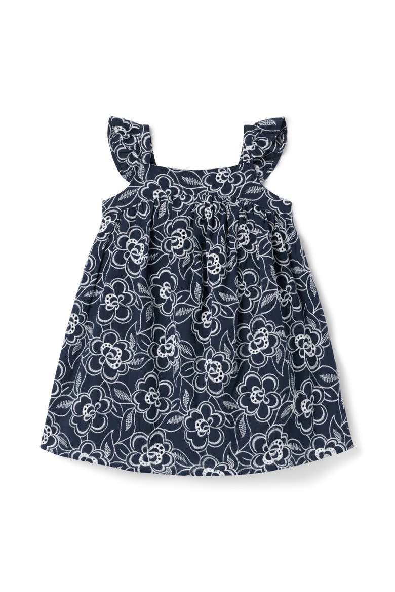 Embroidered Floral Flutter Sleeve Dress, Main, color, Blue