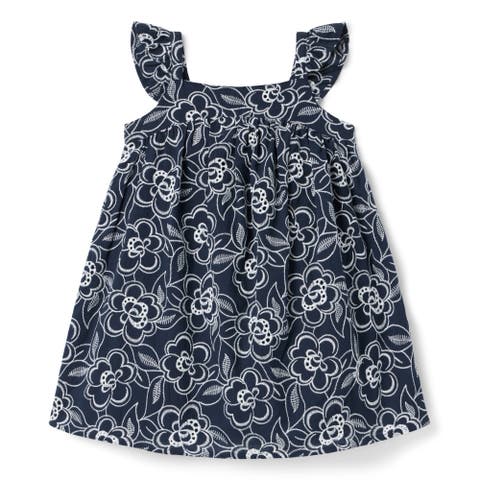 Embroidered Floral Flutter Sleeve Dress