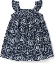 Janie and Jack Embroidered Floral Flutter Sleeve Dress