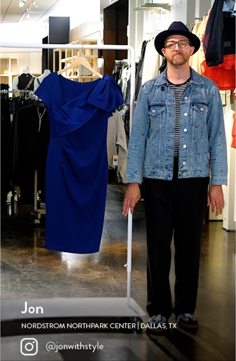 Bow Detail Scuba Crepe Cocktail Sheath Dress, sales video thumbnail