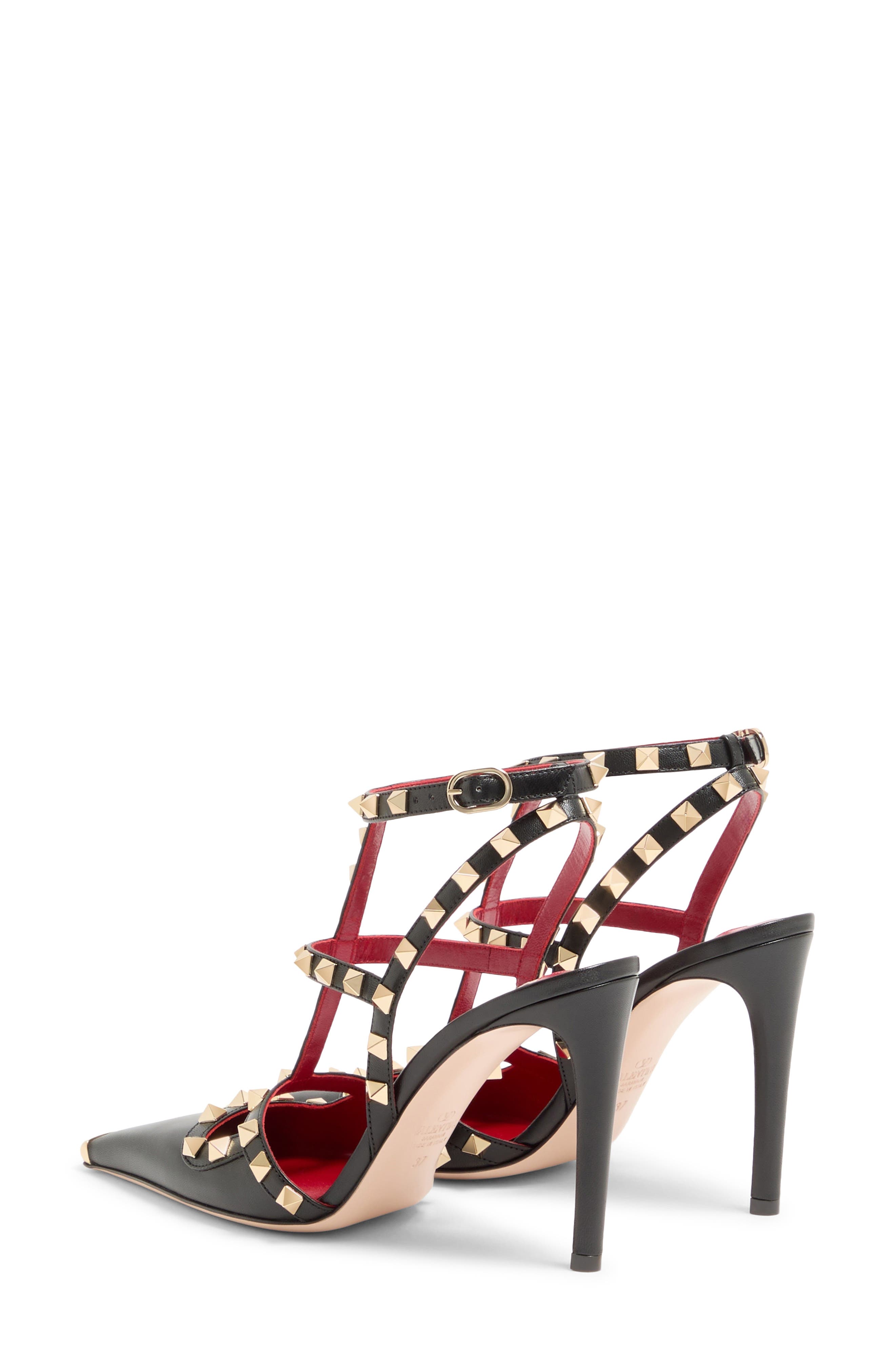 Valentino Rockstud Ankle Strap Pump, Alternate, color, Black