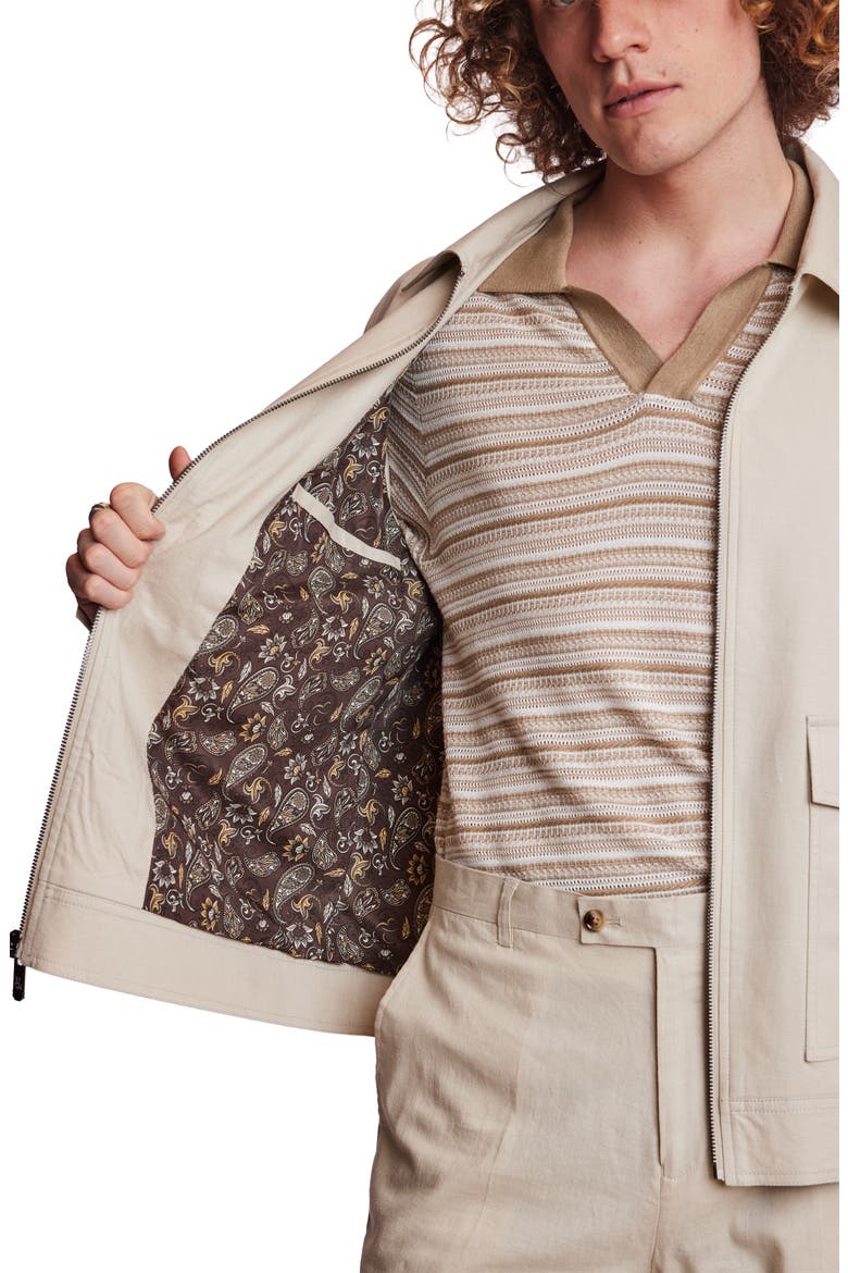 Milo Slim Fit Linen Blend Bomber Jacket, Alternate, color, TAN LINEN