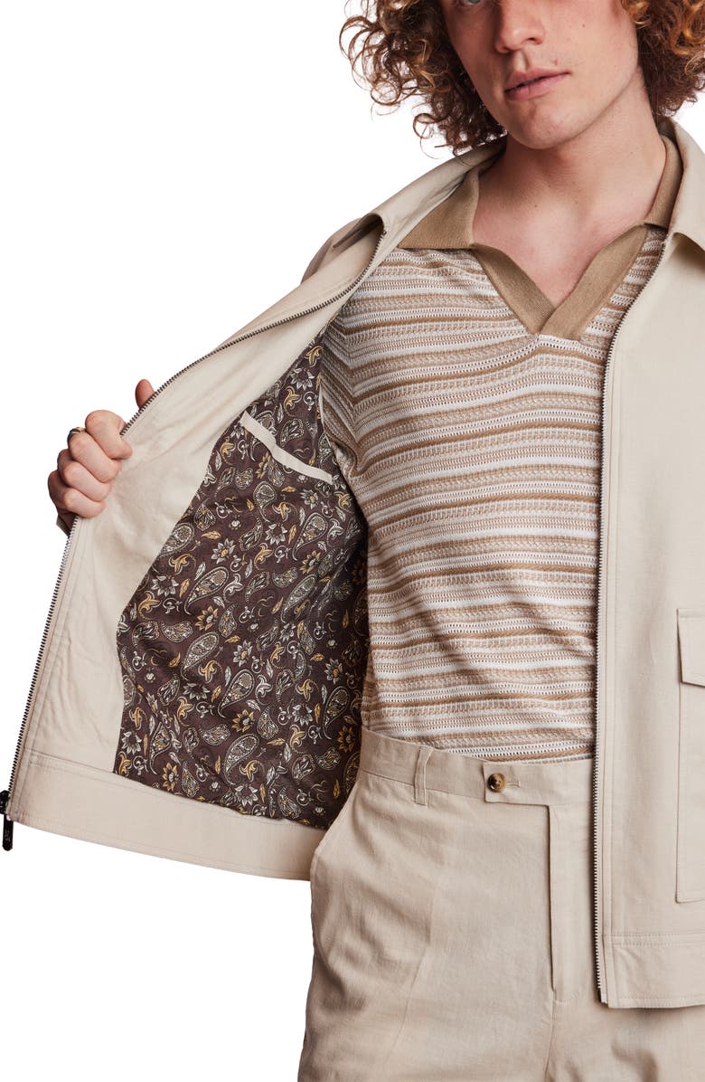 PAISLEY & GRAY Milo Slim Fit Linen Blend Bomber Jacket, Alternate, color, Tan Linen