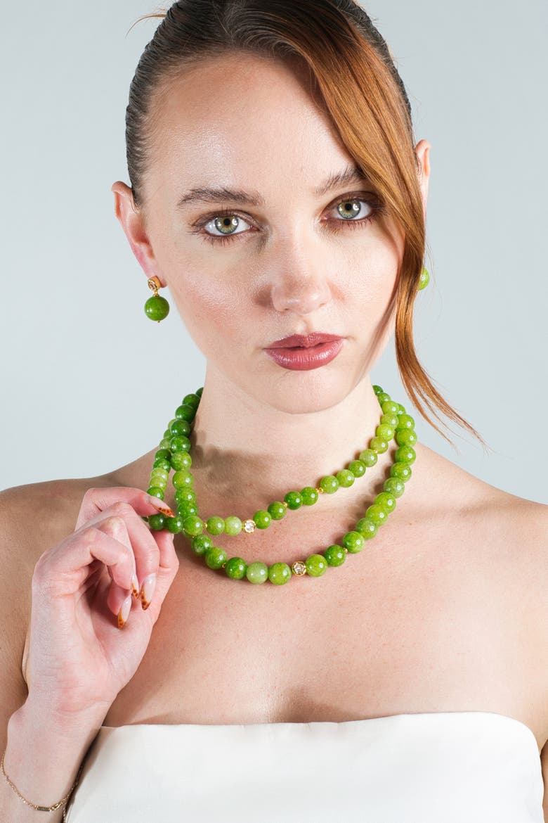Olivia Peridot Bead Choker Necklace, Alternate, color, Green