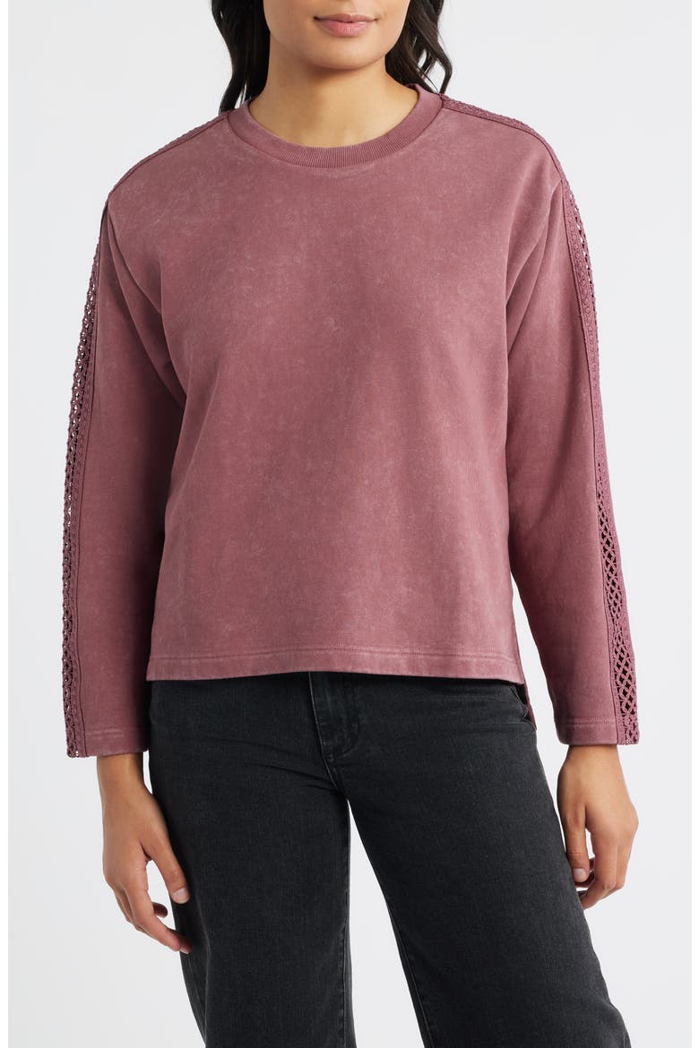 Detailed Sleeve Sweatshirt, Main, color, DUSTY ROSE