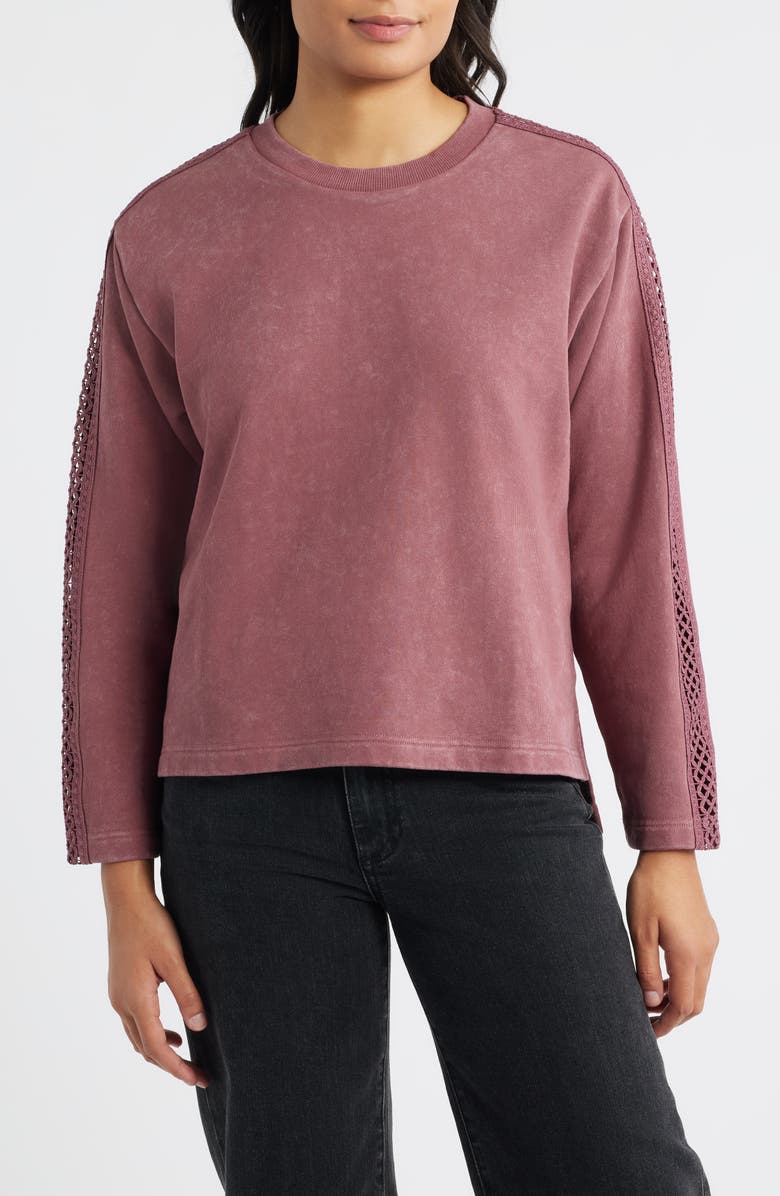 CITY BLUES Detailed Sleeve Sweatshirt, Main, color, Dusty Rose