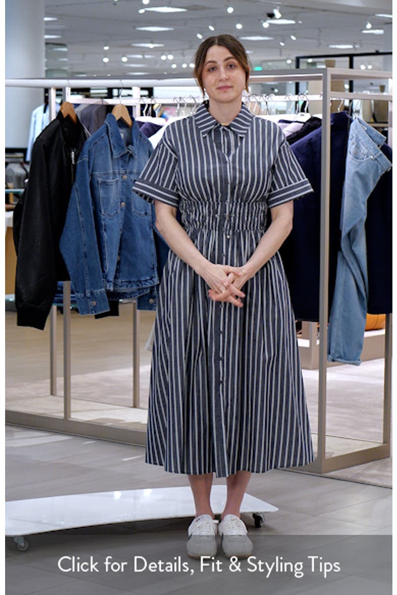 Stripe Cotton Midi Shirtdress video