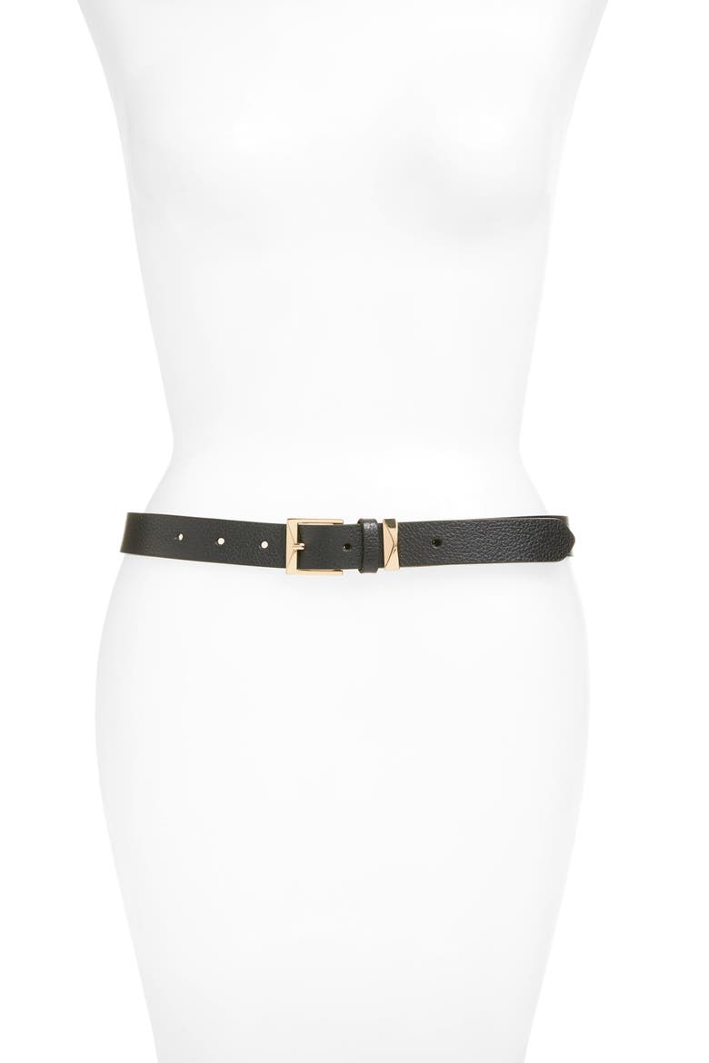 Leather Belt, Main, color, BLACK