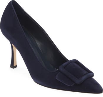 Manolo Blahnik  MAYSALE PUMP バックル　パンプス MAYSALEPUMP 50 | Red Suede Buckle Detail Pumps | Manolo Blahnik