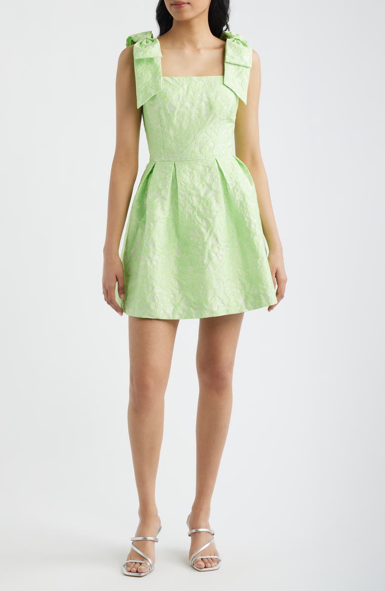 Lilly Pulitzer<sup>®</sup> Cerese Bow Shoulder Pleated Skirt Dress, Main, color, Pistachio Macaron Floral