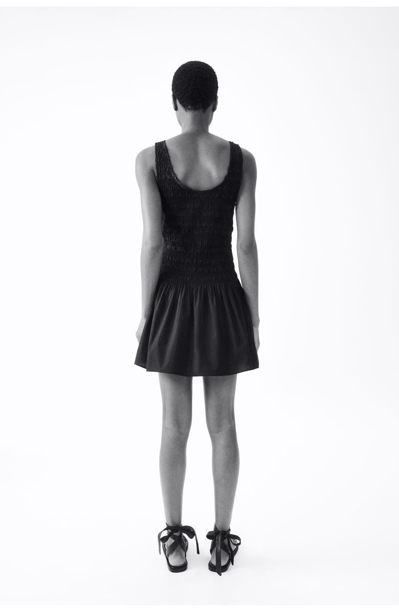 H&M Smocked cotton dress, Alternate, color, Black