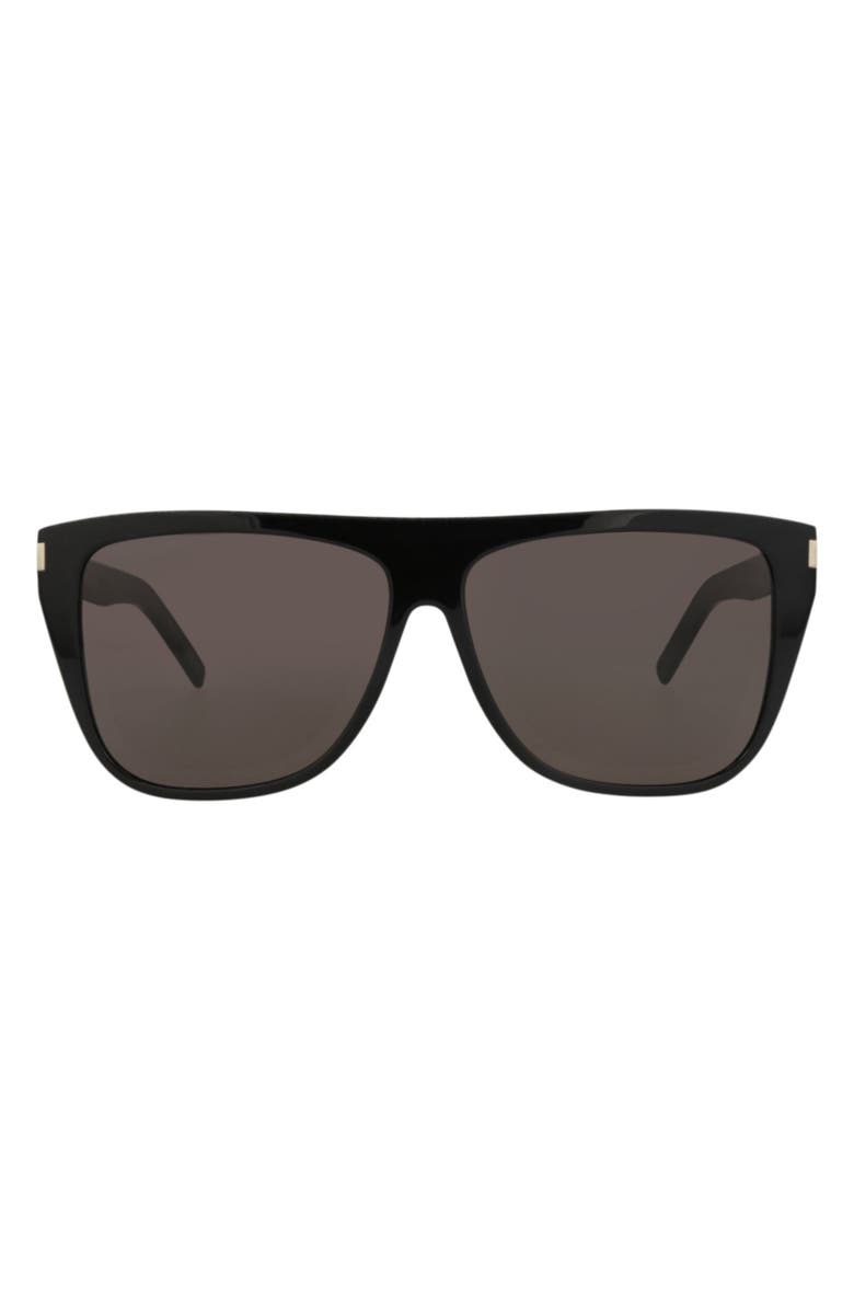 Saint Laurent 59mm Square Sunglasses, Main, color, Black Black Grey