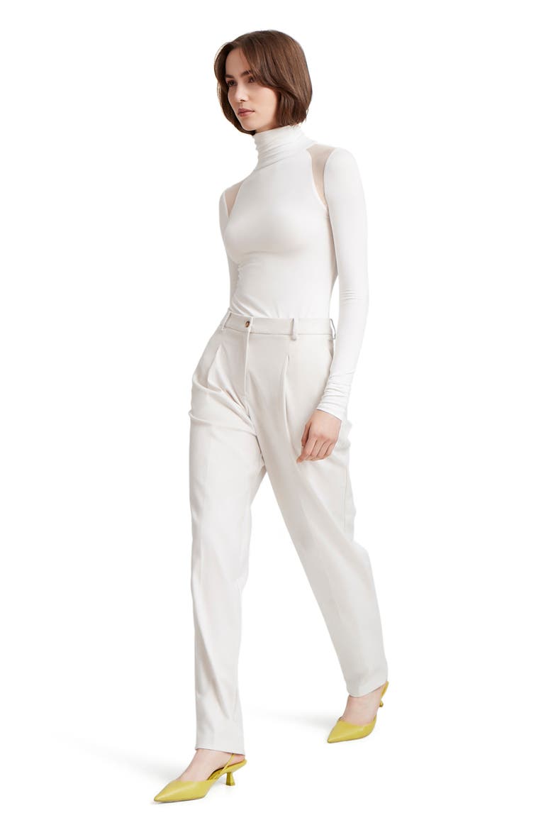 Maria Mesh Inset Turtleneck Top, Alternate, color, OFF WHITE