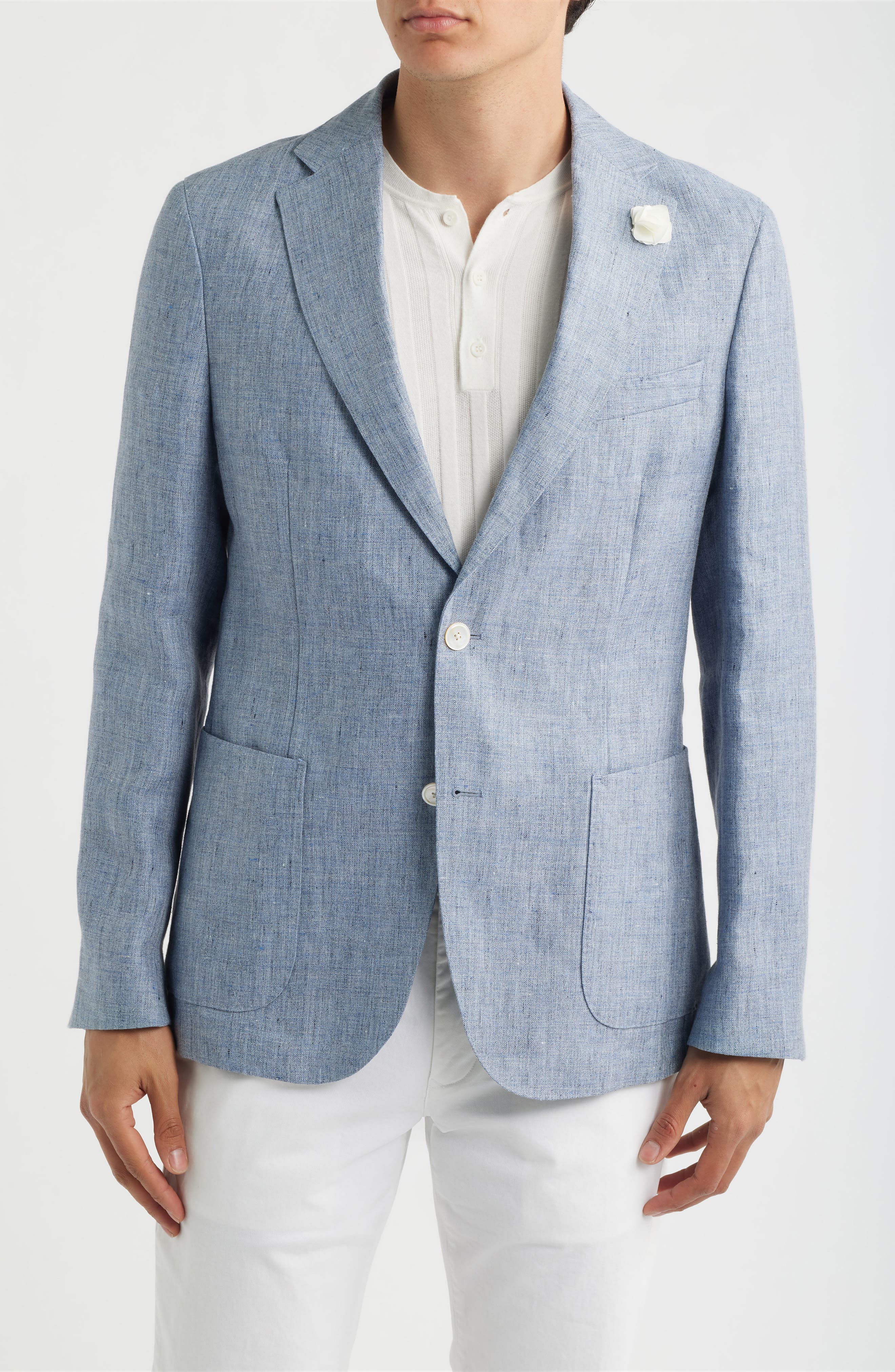 Hanry Slim Fit Blue Melange Slub Linen Sport Coat - image 1
