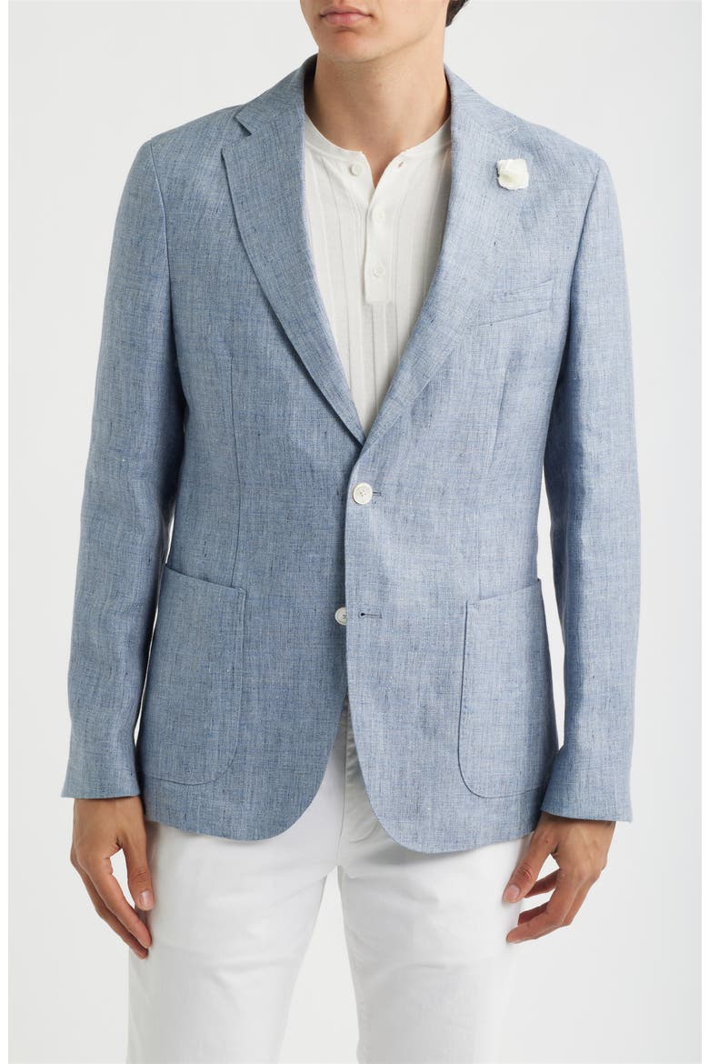 Hanry Slim Fit Blue Mélange Slub Linen Sport Coat, Main, color, OPEN BLUE