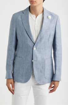 Hanry Slim Fit Blue Mélange Slub Linen Sport Coat