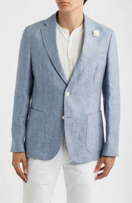 Hanry Slim Fit Blue Mélange Slub Linen Sport Coat