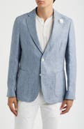 BOSS Hanry Slim Fit Blue Mélange Slub Linen Sport Coat