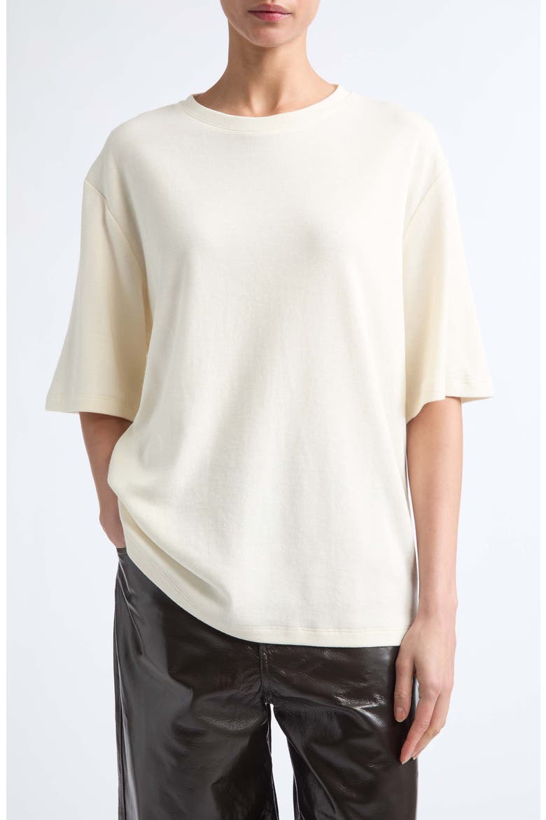 Oversize Cotton & Wool Blend T-Shirt, Main, color, CREAM